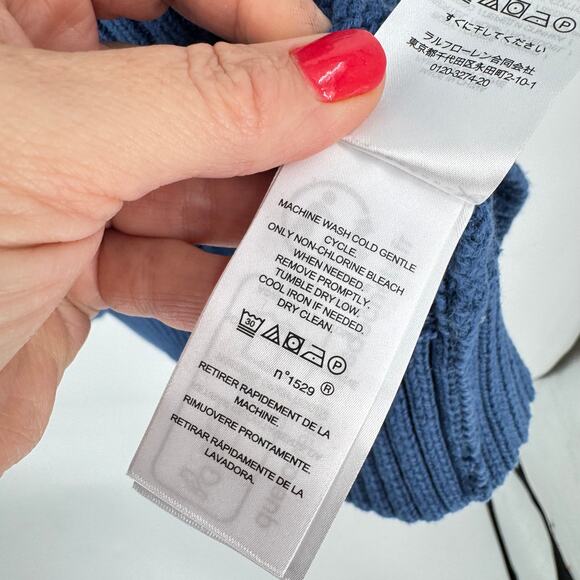 Lauren Ralph Lauren Black Label Cable Knit Puff Shoulder Sweater Blue Size 2X - Picture 6 of 7